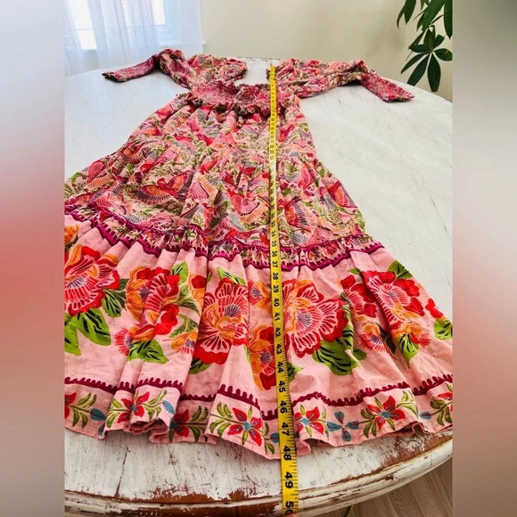 Anthropologie Farm Rio Macaw Flight Smocked Dress Size Medium NWOT $270 - Picture 11 of 16